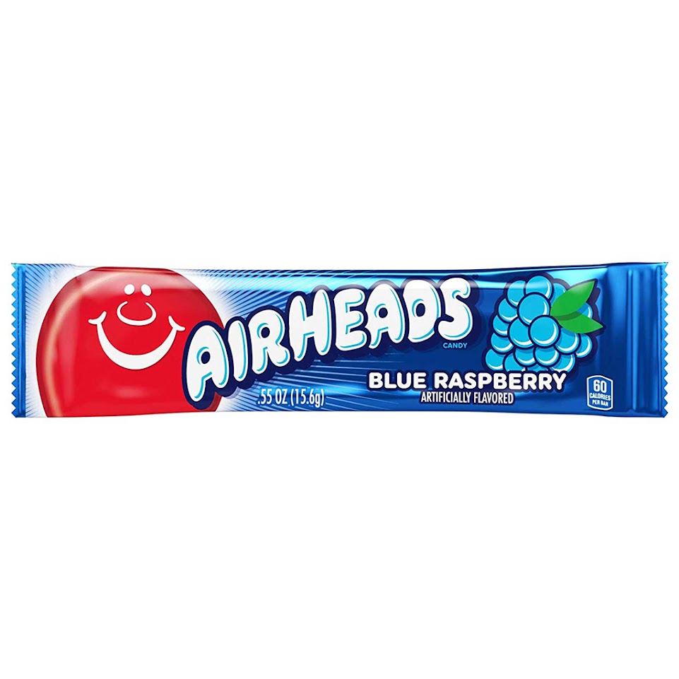 Košlājamā konfekte AIRHEADS (BLUE RAPSBERRY), 15,6g